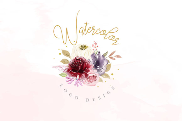 Download Burgundy Watercolor Floral Logo Template - Logo Collection