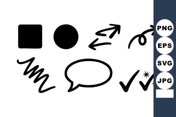 Download Basic Black Hand-drawn Shapes Arrows Spe - Black Collection