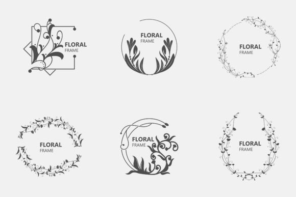 Download Floral Frame Round Shape Emblem Logotype - Logo Collection
