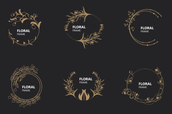 Download Floral Frame Round Shape Emblem Logotype - Logo Collection