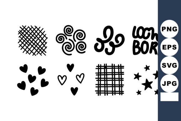 Download Set of Simple Black Doodle Patterns and - Black Collection