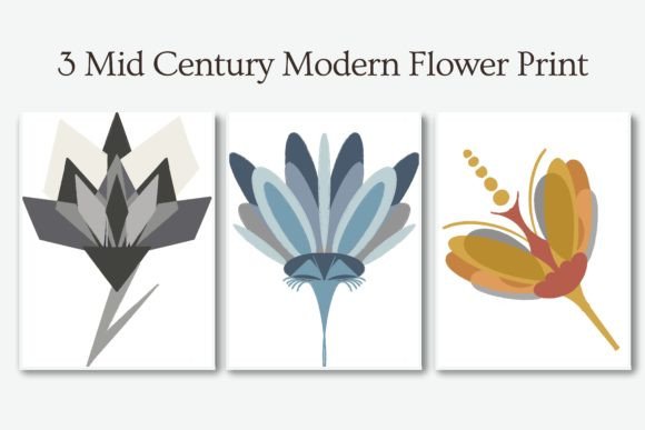 Download 3 Mid Century Modern Flowers Drawing - Drawing Collection