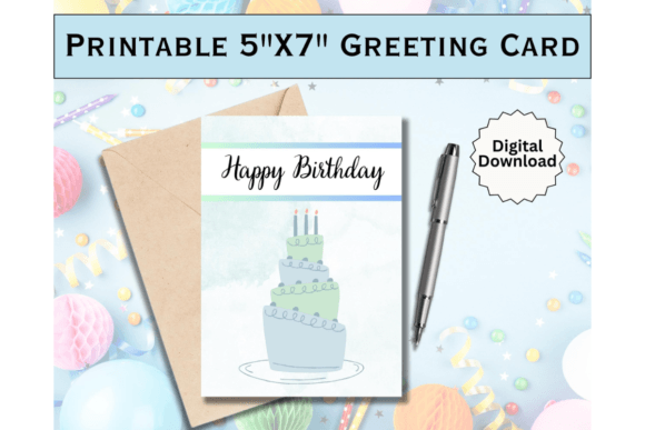 Download Birthday Greeting Card Printable Blue - Premium Bundle