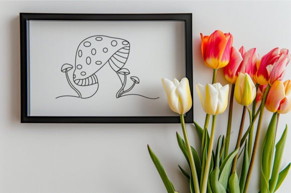 Download Mushroom One Line Art Vector Drawing - Drawing Collection