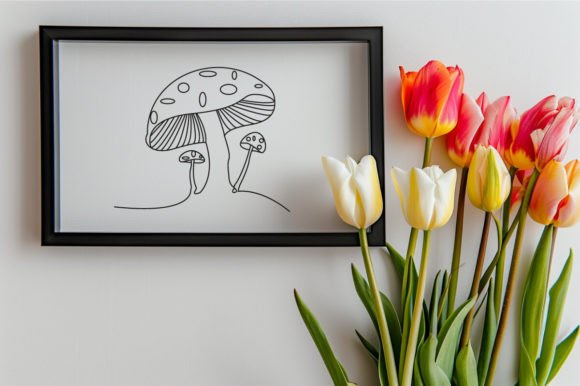 Download Mushroom One Line Art Vector Drawing - Drawing Collection