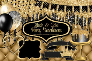 Download Black and Gold Party Decorations Clipart - Black Collection