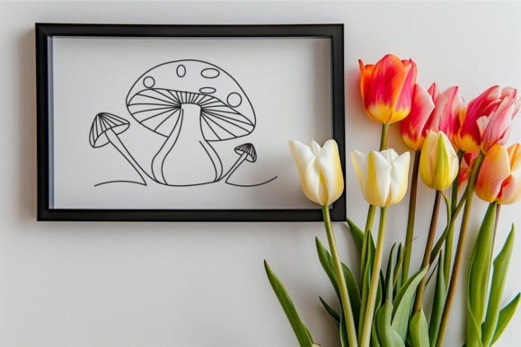 Download Mushroom One Line Art Vector Drawing - Drawing Collection